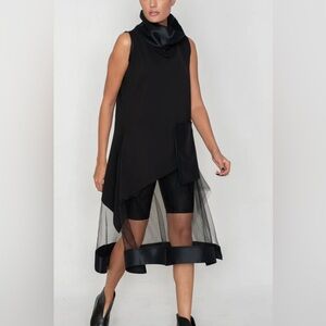 LUUKAA Cowl Neck Mesh Bottom Tunic Top/Dress 6